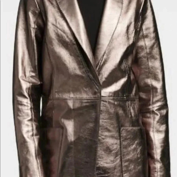 Dkny leather metallic women trench coat - Picture 3 of 14